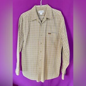 Carhartt Men's Tan Plaid Casual Button Down Shirt